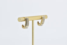 Load image into Gallery viewer, 10K Diamond Striped Vintage Geometric Stud Earrings Yellow Gold