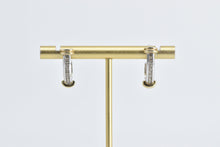 Load image into Gallery viewer, 10K Diamond Two Tone Vintage Striped Semi Hoop Earrings White Gold