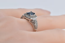 Load image into Gallery viewer, 10K 1.66 Ctw Emerald Cut Blue Topaz Pave Diamond Ring White Gold