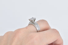 Load image into Gallery viewer, 10K 0.56 Ctw Diamond Squared Cluster Statement Ring White Gold