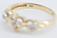 Load image into Gallery viewer, 10K Diamond Three Heart Love Symbol Promise Ring Yellow Gold