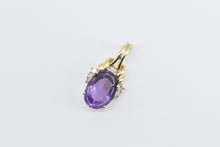 Load image into Gallery viewer, 14K Oval Amethyst Diamond Accent Vintage Pendant Yellow Gold