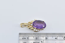Load image into Gallery viewer, 14K Oval Amethyst Diamond Accent Vintage Pendant Yellow Gold