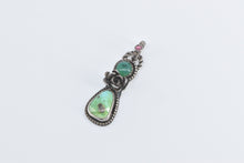 Load image into Gallery viewer, Sterling Silver Turquoise Flower Rose Southwestern Ornate Pendant
