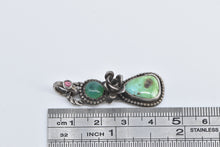 Load image into Gallery viewer, Sterling Silver Turquoise Flower Rose Southwestern Ornate Pendant