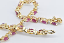 Load image into Gallery viewer, 14K 3.20 Ctw Natural Ruby Diamond Tennis Bracelet 6.75" Yellow Gold