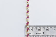 Load image into Gallery viewer, 14K 3.20 Ctw Natural Ruby Diamond Tennis Bracelet 6.75" Yellow Gold