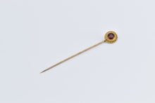 Load image into Gallery viewer, 14K Round Garnet Swirl Filigree Ornate Stick Pin Yellow Gold