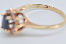 Load image into Gallery viewer, 10K Oval Sapphire Diamond Halo Engagement Ring Yellow Gold