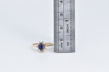 Load image into Gallery viewer, 10K Oval Sapphire Diamond Halo Engagement Ring Yellow Gold