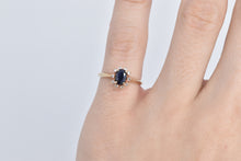 Load image into Gallery viewer, 10K Oval Sapphire Diamond Halo Engagement Ring Yellow Gold