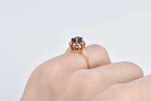 Load image into Gallery viewer, 10K Oval Sapphire Diamond Halo Engagement Ring Yellow Gold