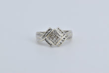 Load image into Gallery viewer, 14K 0.35 Ctw Invis Princess Diamond Cluster Ring White Gold