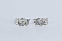 Load image into Gallery viewer, 14K 1.33 Ctw Baguette Natural Diamond Oval Hoop Earrings White Gold