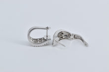 Load image into Gallery viewer, 14K 1.33 Ctw Baguette Natural Diamond Oval Hoop Earrings White Gold