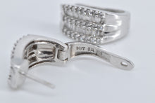 Load image into Gallery viewer, 14K 1.33 Ctw Baguette Natural Diamond Oval Hoop Earrings White Gold