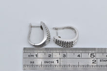 Load image into Gallery viewer, 14K 1.33 Ctw Baguette Natural Diamond Oval Hoop Earrings White Gold