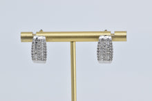 Load image into Gallery viewer, 14K 1.33 Ctw Baguette Natural Diamond Oval Hoop Earrings White Gold