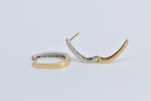 Load image into Gallery viewer, 14K 1.00 Ctw Natural Baguette Diamond Oval Hoop Earrings Yellow Gold