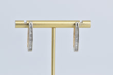Load image into Gallery viewer, 14K 1.00 Ctw Natural Baguette Diamond Oval Hoop Earrings Yellow Gold