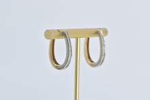 Load image into Gallery viewer, 14K 1.00 Ctw Natural Baguette Diamond Oval Hoop Earrings Yellow Gold