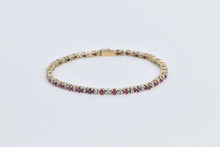 Load image into Gallery viewer, 14K Round Ruby Diamond Vintage Tennis Bracelet 8" Yellow Gold