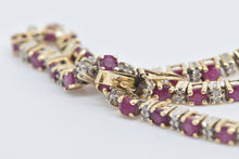 Load image into Gallery viewer, 14K Round Ruby Diamond Vintage Tennis Bracelet 8" Yellow Gold