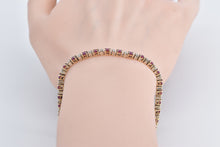 Load image into Gallery viewer, 14K Round Ruby Diamond Vintage Tennis Bracelet 8" Yellow Gold