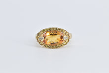 Load image into Gallery viewer, 14K Oval Citrine Diamond Yellow Sapphire Halo Ring Yellow Gold