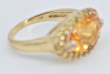 Load image into Gallery viewer, 14K Oval Citrine Diamond Yellow Sapphire Halo Ring Yellow Gold