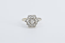 Load image into Gallery viewer, 14K Diamond Domed Vintage Cluster Statement Ring White Gold