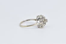 Load image into Gallery viewer, 14K Diamond Domed Vintage Cluster Statement Ring White Gold