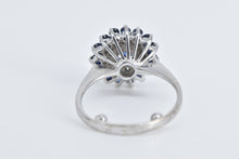 Load image into Gallery viewer, Platinum Sapphire Diamond Halo Cluster Halo Statement Ring