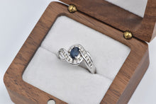 Load image into Gallery viewer, 14K Oval Natural Sapphire Diamond Engagement Ring White Gold