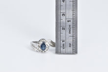 Load image into Gallery viewer, 14K Oval Natural Sapphire Diamond Engagement Ring White Gold