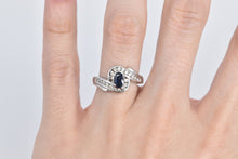 Load image into Gallery viewer, 14K Oval Natural Sapphire Diamond Engagement Ring White Gold