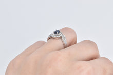 Load image into Gallery viewer, 14K Oval Natural Sapphire Diamond Engagement Ring White Gold