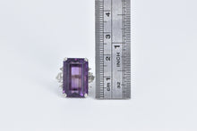 Load image into Gallery viewer, 14K Emerald Cut Amethyst Diamond Accent Cocktail Ring White Gold