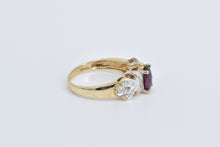 Load image into Gallery viewer, 10K Oval Faceted Garnet Diamond Ornate Statement Ring Yellow Gold