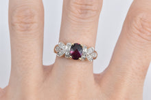 Load image into Gallery viewer, 10K Oval Faceted Garnet Diamond Ornate Statement Ring Yellow Gold