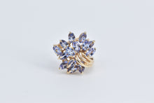 Load image into Gallery viewer, 10K Marquise Oval Sapphire Cluster Statement Ring Yellow Gold