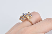 Load image into Gallery viewer, 10K Marquise Oval Sapphire Cluster Statement Ring Yellow Gold