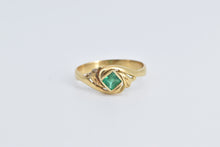 Load image into Gallery viewer, 18K Princess Emerald Vintage Swirl Design Ring Yellow Gold