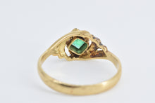 Load image into Gallery viewer, 18K Princess Emerald Vintage Swirl Design Ring Yellow Gold