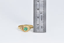Load image into Gallery viewer, 18K Princess Emerald Vintage Swirl Design Ring Yellow Gold