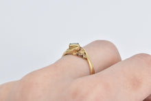 Load image into Gallery viewer, 18K Princess Emerald Vintage Swirl Design Ring Yellow Gold