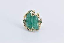 Load image into Gallery viewer, 18K Raw Natural Emerald Vintage Tree Cocktail Ring Yellow Gold