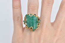 Load image into Gallery viewer, 18K Raw Natural Emerald Vintage Tree Cocktail Ring Yellow Gold