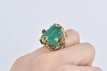 Load image into Gallery viewer, 18K Raw Natural Emerald Vintage Tree Cocktail Ring Yellow Gold