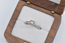 Load image into Gallery viewer, 10K Baguette Diamond Halo Promise Engagement Ring White Gold
